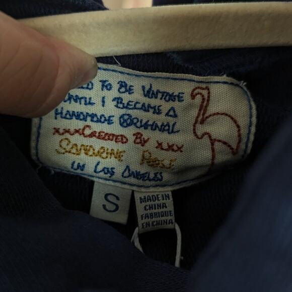 NWT Sandrine Rose Navy French Worker Embroidered Hoodie - Picture 7 of 9